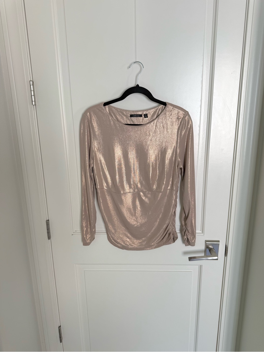 Carlisle Rose Gold Shimmer Long Sleeve Blouse Top - Medium